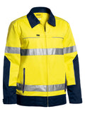 Bisley Workwear Taped Hi Vis Drill Jacket with Liquid Repellent finish