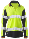 Bisley Workwear Women's Taped Two Tone Hi Vis V-Neck Polo