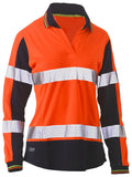 Bisley Workwear Women's Taped Two Tone Hi Vis V-Neck Polo
