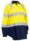Bisley Workwear Women's Taped Two Tone Hi Vis Closed Front Maternity Shirt