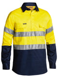 Bisley Workwear Taped Hi Vis Closed Front Drill Shirt