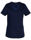 LADIES V-NECK CONTRAST TRIM SCRUB TOP - M7660