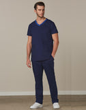 MENS SEMI-ELASTIC WAIST TIE SOLID COLOUR SCRUB PANTS - M9710