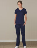 LADIES SEMI-ELASTIC WAIST TIE SOLID COLOUR SCRUB PANTS - M9720