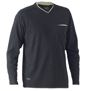 Bisley Flex & Move Cotton Tee V-Neck Long Sleeved