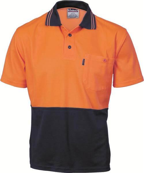 DNC Cotton Back HiVis Two Tone Fluoro Polo - Short Sleeve (3814)