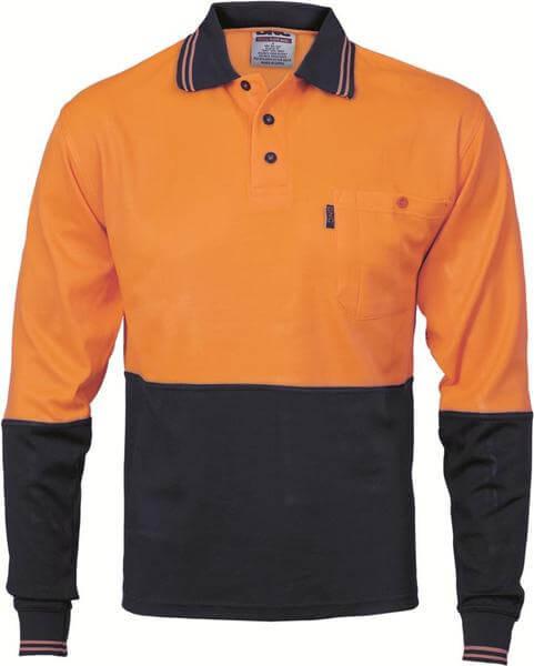 DNC Cotton Back HiVis Two Tone Fluoro Polo - Long Sleeve (3816)