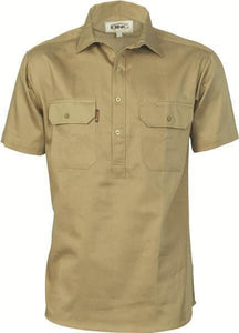 DNC Cotton Drill Closed Front Work Shirt - Short Sleeve (3203)