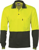 DNC Cotton Back HiVis Two Tone Fluoro Polo - Long Sleeve (3816)