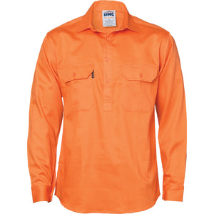 DNC Closed Front Cotton Drill Shirt - Long Sleeve (3204)