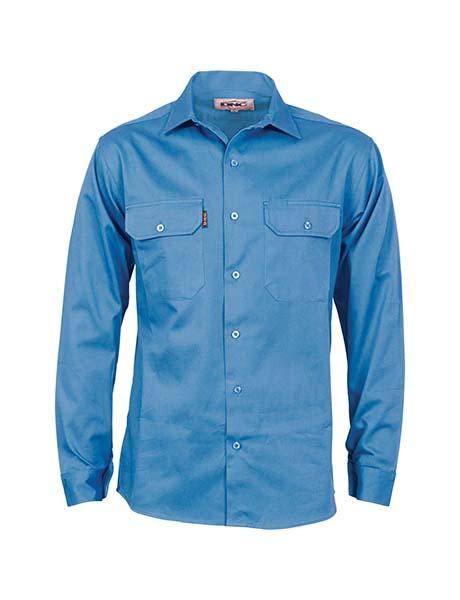 DNC Cotton Drill Work Shirt with Gusset Sleeve - Long Sleeve (3209)