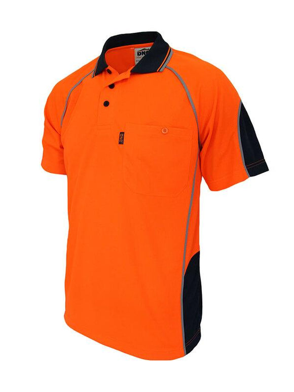 DNC HiVis Semicircle-piping Polo, Short Sleeve (3569)
