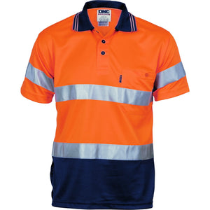 DNC HiVis D/D Cool Breathe Polo Shirt With CSR R/Tape - Short Sleeve (3715)