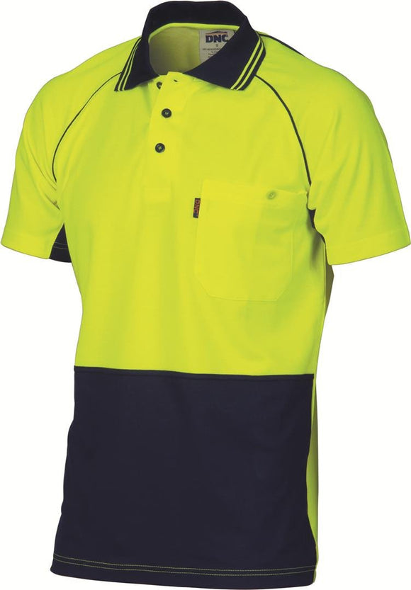 DNC HiVis Cotton Backed Cool-Breeze Contrast Polo - Short Sleeve (3719)