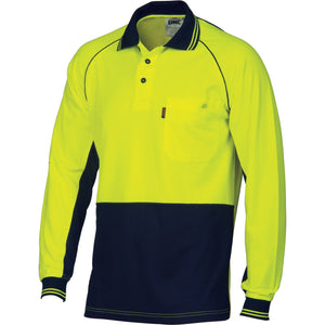 DNC HiVis Cotton Backed Cool-breeze Contrast Polo - Long Sleeve (3720)