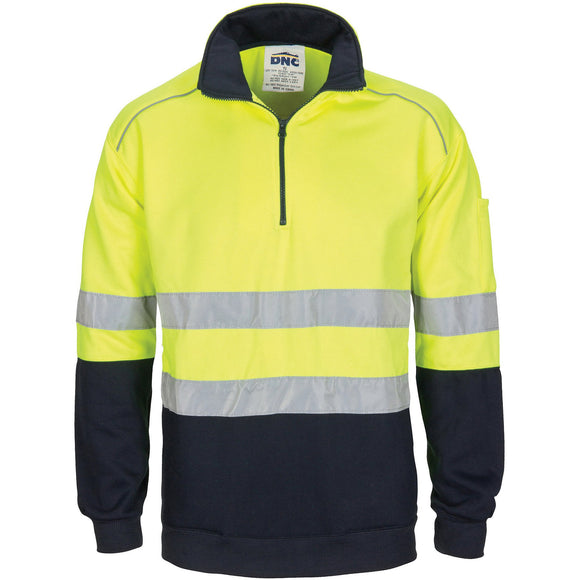 HIVIS 1/2 ZIP FLEECY WITH HOOP PATTERN CSR R/TAPE