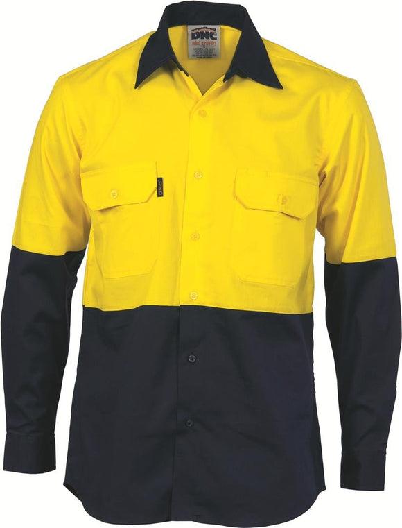 DNC HiVis Cool-Breeze Vertical Vented Long Sleeve Cotton Shirt (3732)