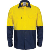 DNC HiVis L/W Cool-Breeze T2 Vertical Vented Cotton Shirt with Gusset Sleeves - Long Sleeve (3733)