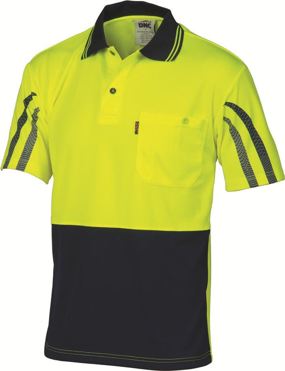 DNC HiVis Cool Breathe Printed Stripe Polo - Short Sleeve (3752)