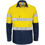 DNC HiVis R/W Cool-breeze T2 Vertical Vented Cotton Shirt, Gusset Sleeves, Generic R/Tape - Long Sleeve (3782)