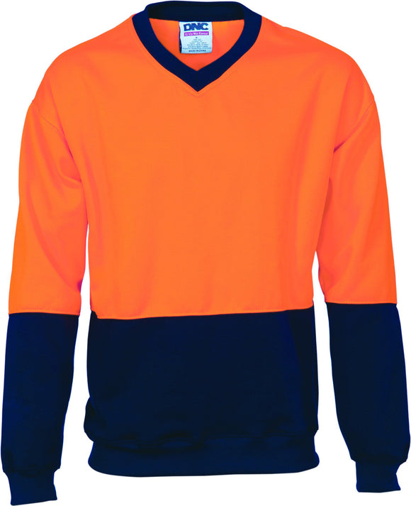 DNC HiVis Two Tone Fleecy Sweat Shirt, V-Neck (3822)