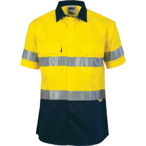 DNC HiVis Two Tone Drill Shirt with 3M 8906 R/Tape - Short Sleeve (3833)