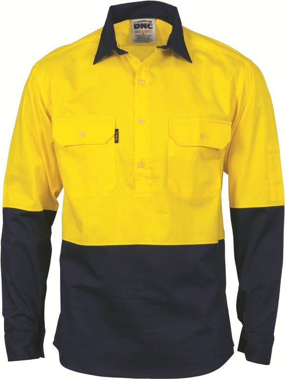 DNC HiVis Two Tone Cool-Breeze Cotton Shirt - Long Sleeve (3840)