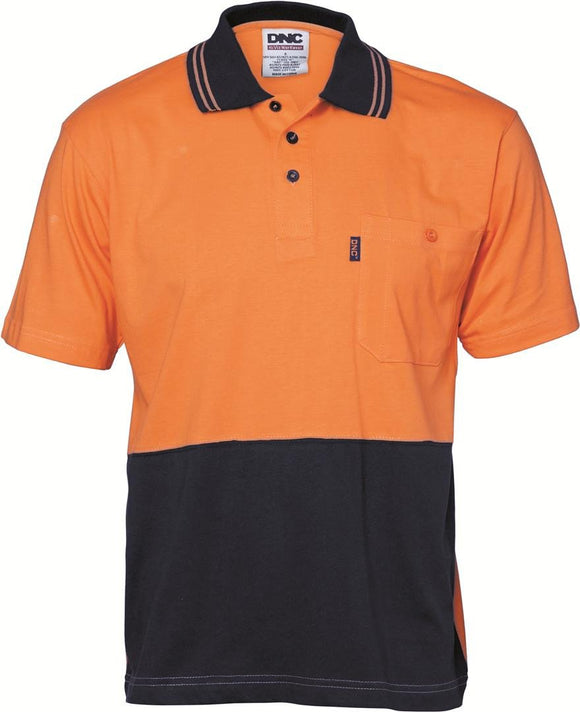 DNC HiVis Cool-Breeze Cotton Jersey Short Sleeve Polo Shirt with Under Arm Cotton Mesh (3845)