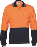 DNC HiVis Cool-Breeze Cotton Jersey Long Sleeve Polo Shirt with Under Arm Cotton Mesh (3846)