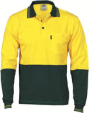DNC HiVis Cool-Breeze Cotton Jersey Long Sleeve Polo Shirt with Under Arm Cotton Mesh (3846)
