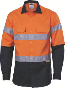 DNC HiVis Two Tone Cool-Breeze Cotton Shirt with 3M Reflective Tape, Long Sleeve (3886)