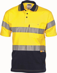 DNC Hivis Cool-Breeze Cotton Jersey Polo With CSR R/Tape - Short Sleeve (3915)