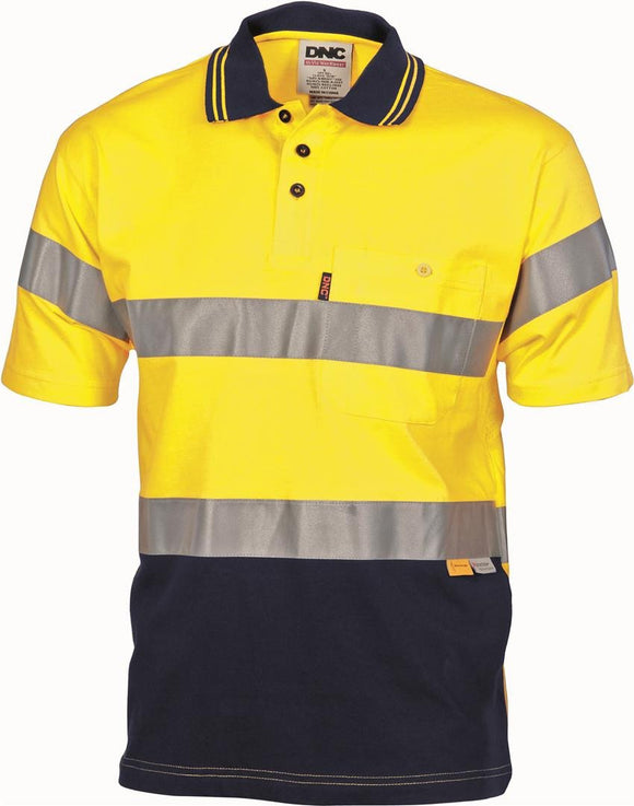 DNC Hivis Cool-Breeze Cotton Jersey Polo With CSR R/Tape - Short Sleeve (3915)