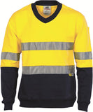 DNC HiVis Two Tone Cotton Fleecy Sweat Shirt, V-Neck with 3M R/Tape (3924)
