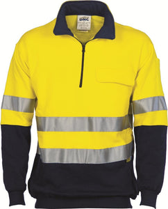 DNC HiVis Two Tone 1/2 Zip Cotton Fleecy Windcheater with 3M R/Tape (3925)