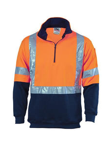 DNC HiVis 1/2 Zip Fleecy with ‘X’ Back & Additional Tape on Tail (3930)