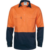 DNC Hivis 2 Tone Cool-breeze Close Front Cotton Shirt - Long Sleeve (3934)