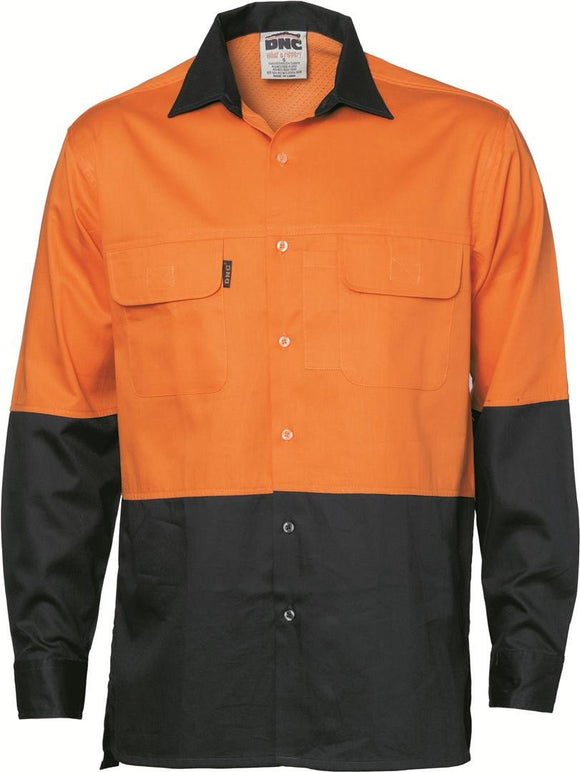 DNC HiVis 3 Way Cool-Breeze Cotton Shirt - Long Sleeve (3938)
