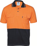 DNC Hivis Cool-Breeze Two Tone Cotton Jersey Polo Shirt With Twin Chest Pocket - Short Sleeve (3943)