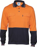 DNC HiVis Cool-Breeze Two Tone Cotton Jersey Polo Shirt with Twin Chest Pocket - Long Sleeve (3944)