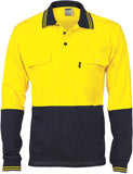 DNC HiVis Cool-Breeze Two Tone Cotton Jersey Polo Shirt with Twin Chest Pocket - Long Sleeve (3944)