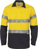 DNC HiVis Cool-Breeze Close Front Long Sleeve Cotton Shirt with 3M R/Tape (3949)