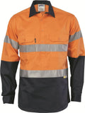 DNC HiVis Cool-Breeze Close Front Long Sleeve Cotton Shirt with 3M R/Tape (3949)