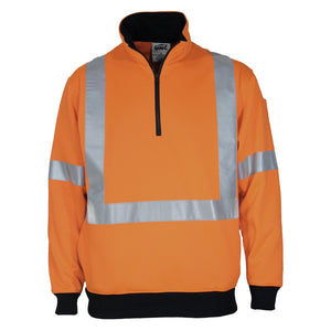 DNC Hivis "X" Back 1/2 Zip Cotton Jumper (3952)