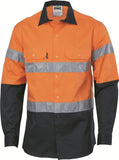DNC HiVis Two Tone Cool-Breeze Cotton Shirt with Generic R/Tape, Long Sleeve (3966)