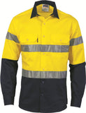 DNC HiVis Two Tone Cool-Breeze Cotton Shirt with Generic R/Tape, Long Sleeve (3966)