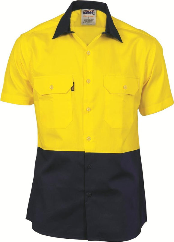 DNC HiVis 2 Tone Cotton Drill Short Sleeve Vented Shirt (3980)
