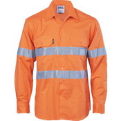 DNC HiVis Cool-Breeze Vertical Vented Cotton Shirt with Generic R/Tape - Long sleeve (3985)