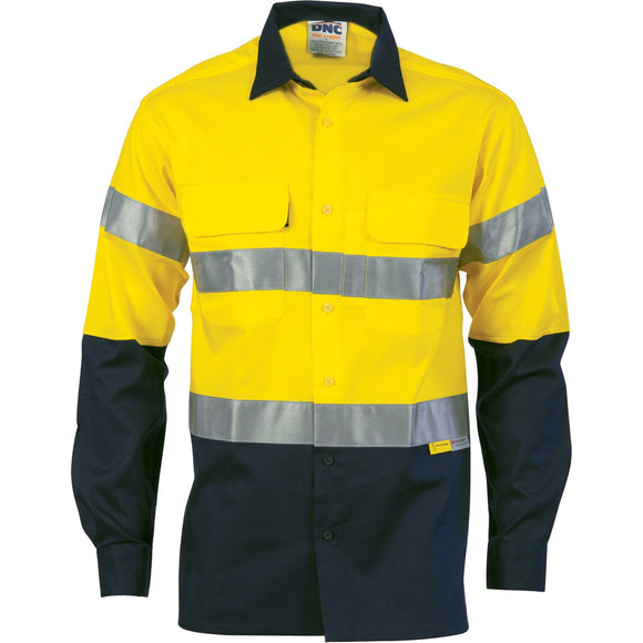 DNC HiVis Cool-Breeze Long Sleeve Cotton Shirt with 3M Value R/Tape (3988)