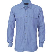 DNC Mens Twin Flap Pocket L/S Cotton Chambray (4104)